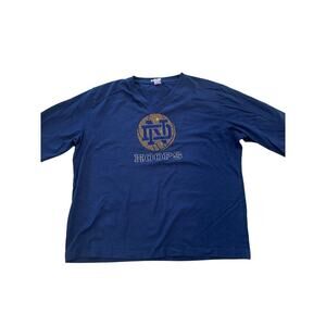 LAT Notre Dame Hoops Bling 3/4 Sleeve Top Womens Size 2X Navy Blue